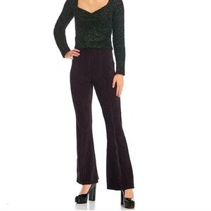 Chelsea & Violet Dark Velvet Ribbed Pull On Flare Pants NWT Size Small